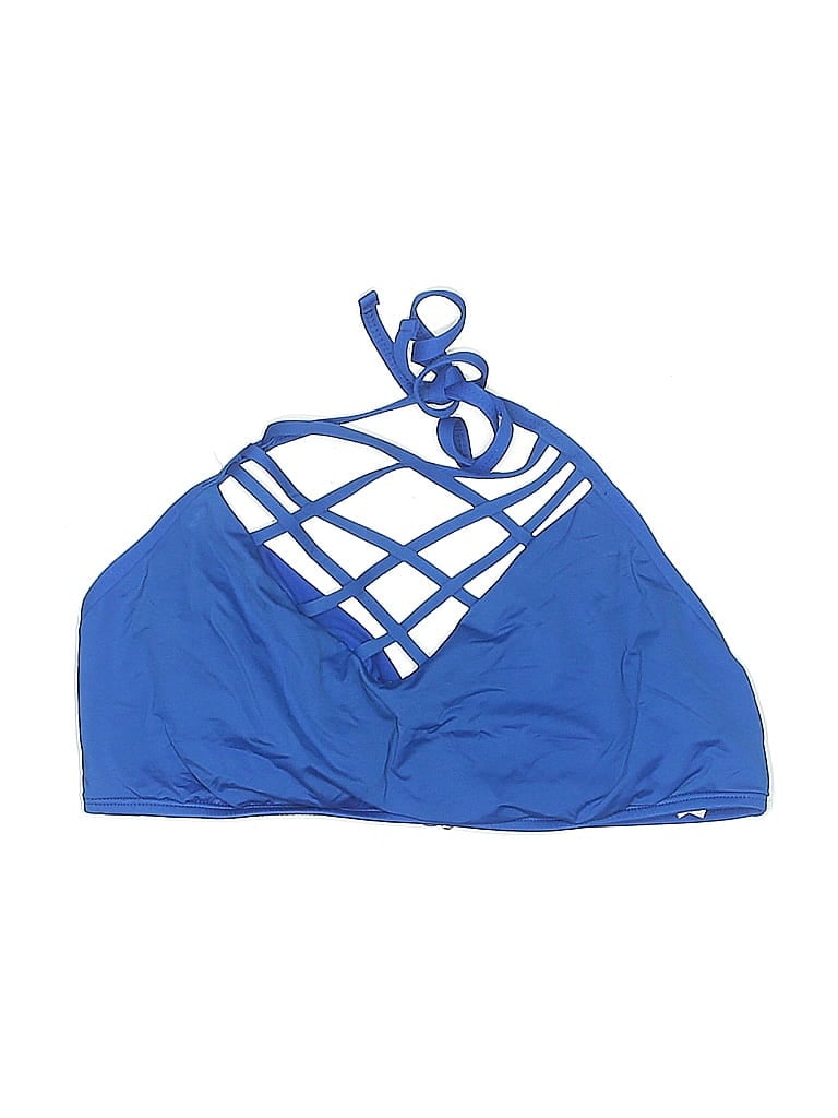 Pre-owned Mossimo Swimsuit Top Blue Solid Pattern Swimwear