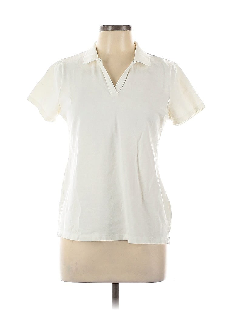 Pre-owned St. John's Bay Short Sleeve Polo Shirt In White