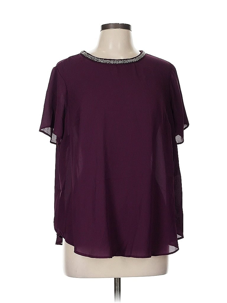 Pre-owned Torrid Short Sleeve Blouse In Burgundy