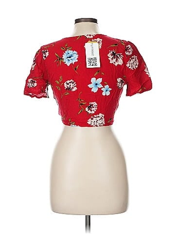 Esther Red Floral Blouse with Tie (view 2)