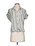 Lou & Grey for LOFT Stripes Gray Short Sleeve Blouse Size S - photo 1
