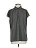 Max Studio 100% Polyester Houndstooth Gray Green Short Sleeve Blouse Size 1 - photo 1