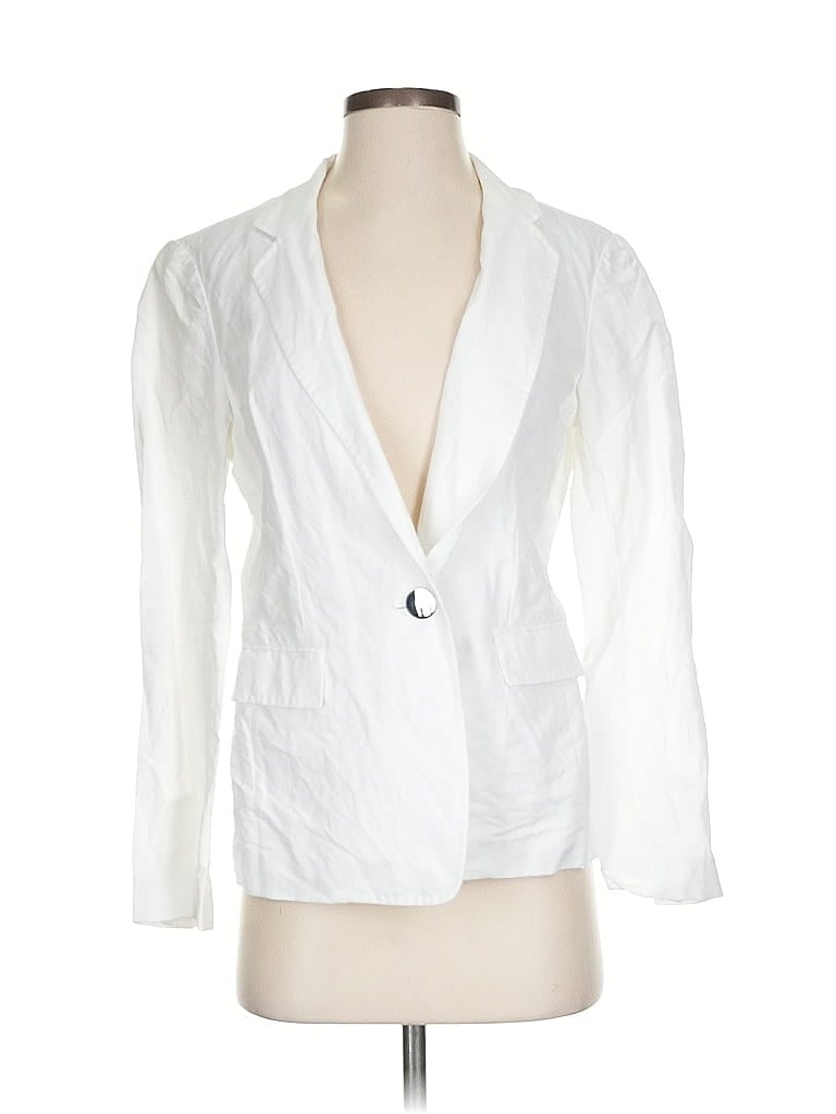 Pre-owned Lafayette 148 Blazer Jacket In White