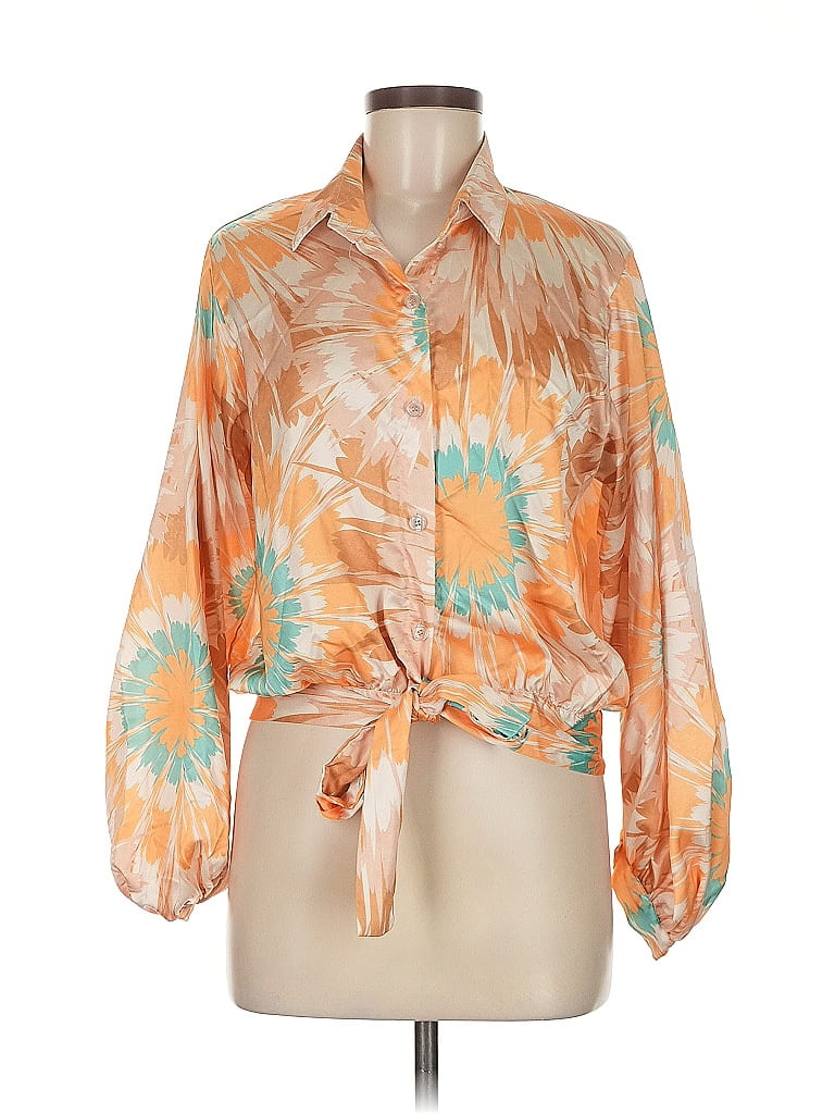 Pre-owned Assorted Brands 3/4 Sleeve Blouse In Orange