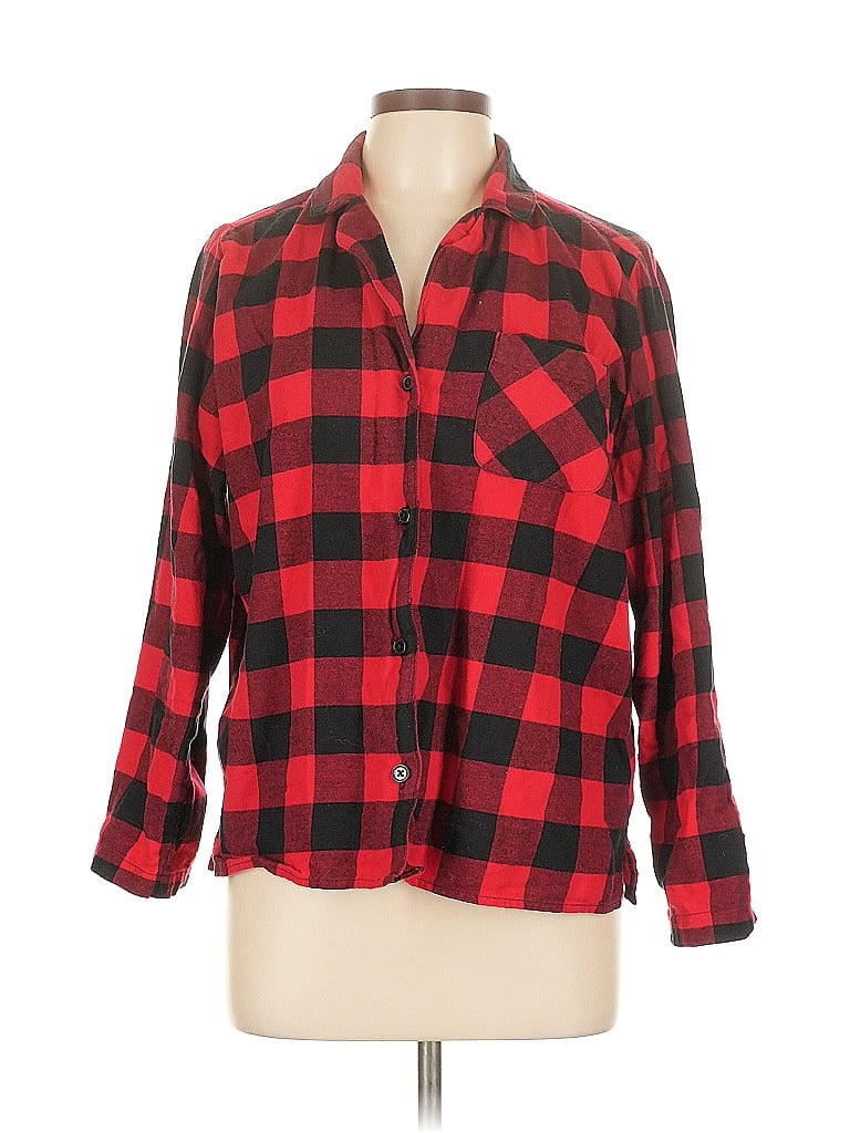 Pre-owned Old Navy 3/4 Sleeve Button Down Shirt In Red