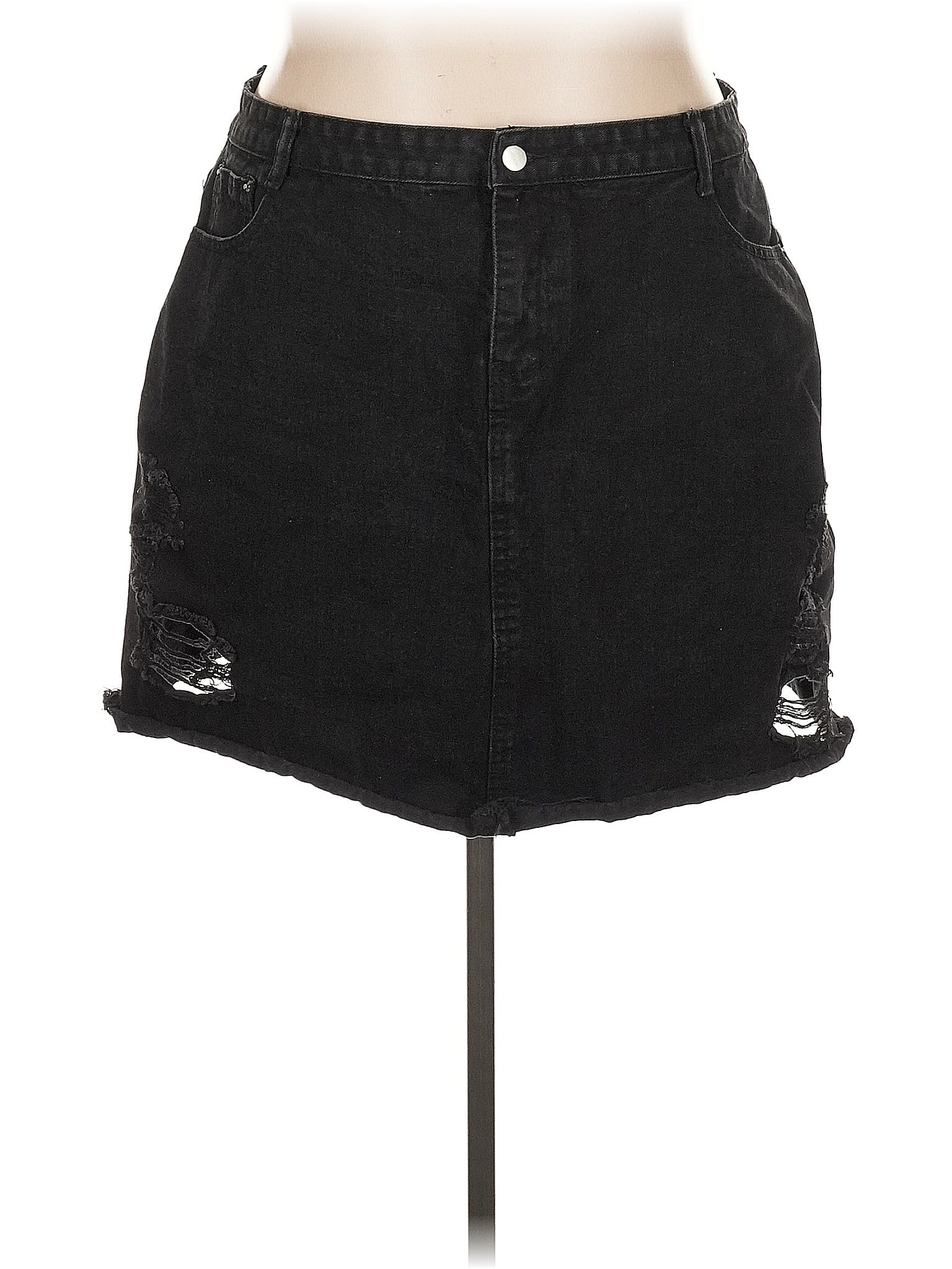 Unbranded Black Denim Skirt Size 3X
