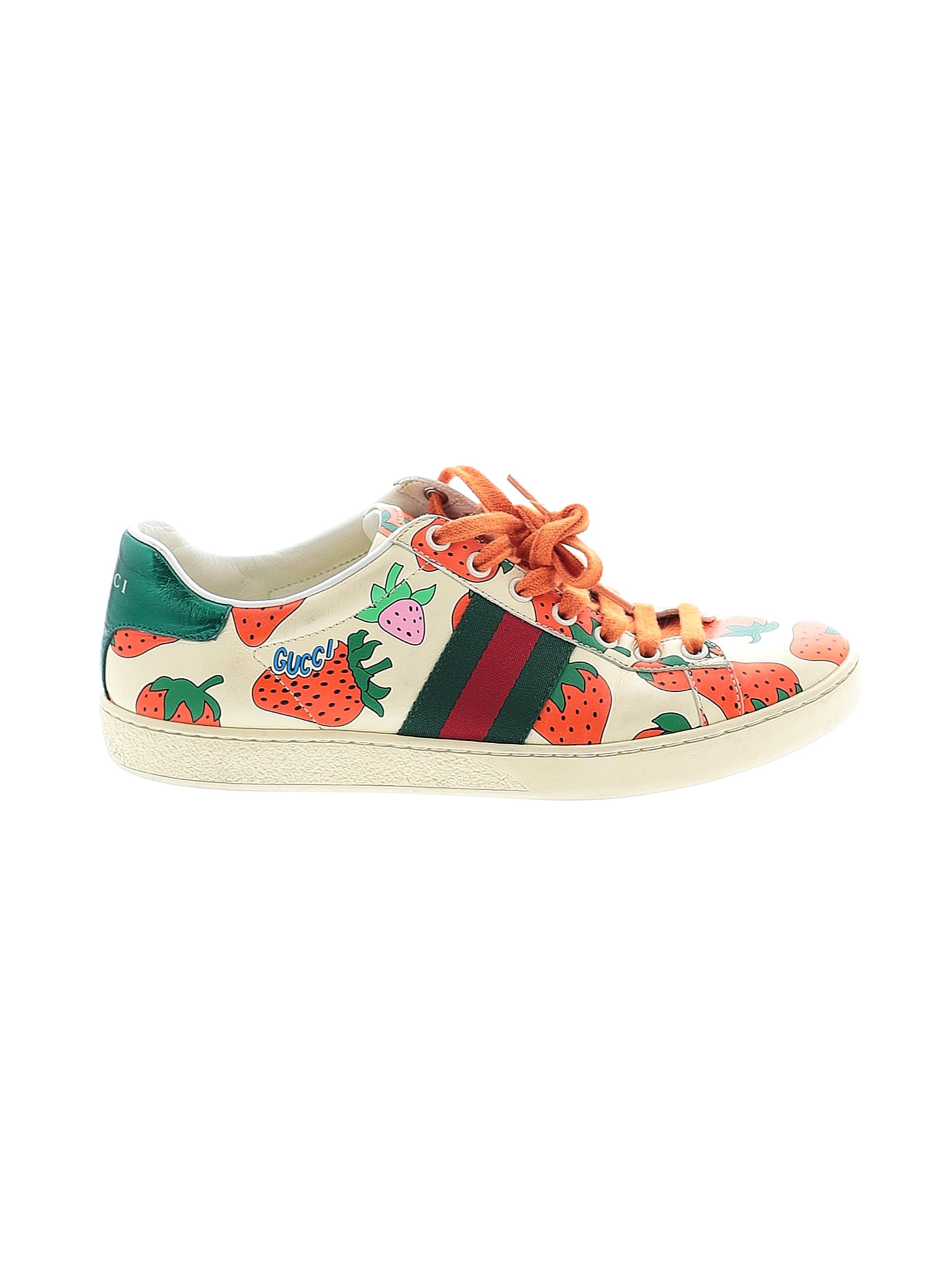 Gucci Orange Leather Strawberry Ace Sneakers Size EU (IT) 39 / US 9