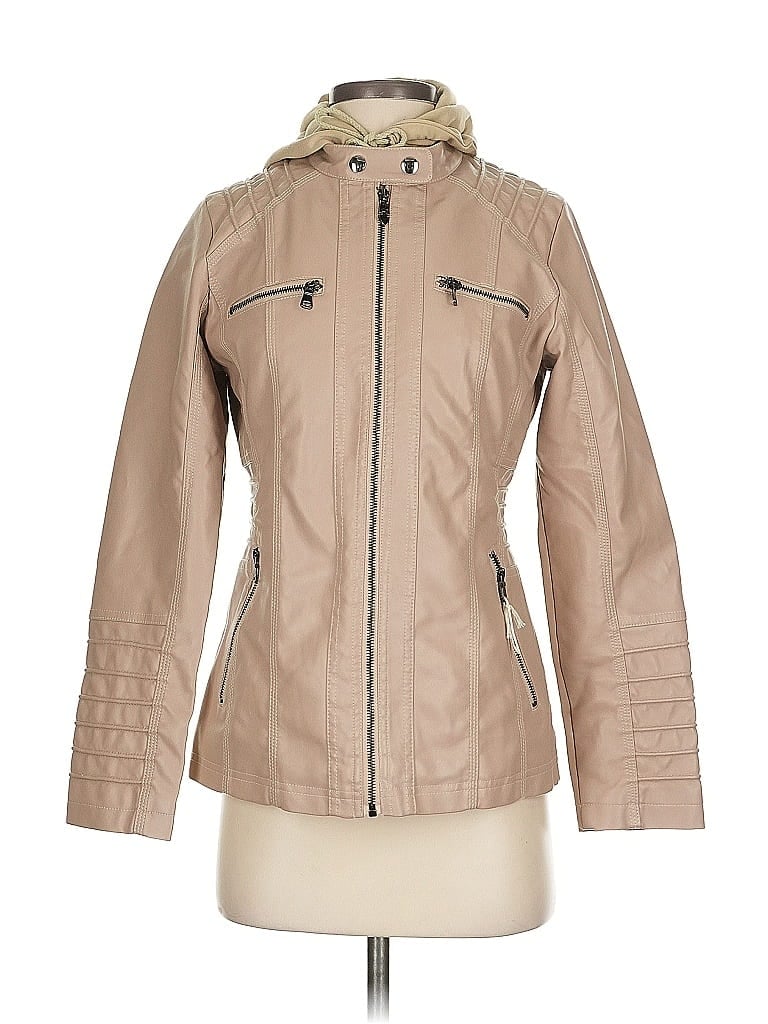 Pre-owned Assorted Brands Faux Leather Jacket In Brown