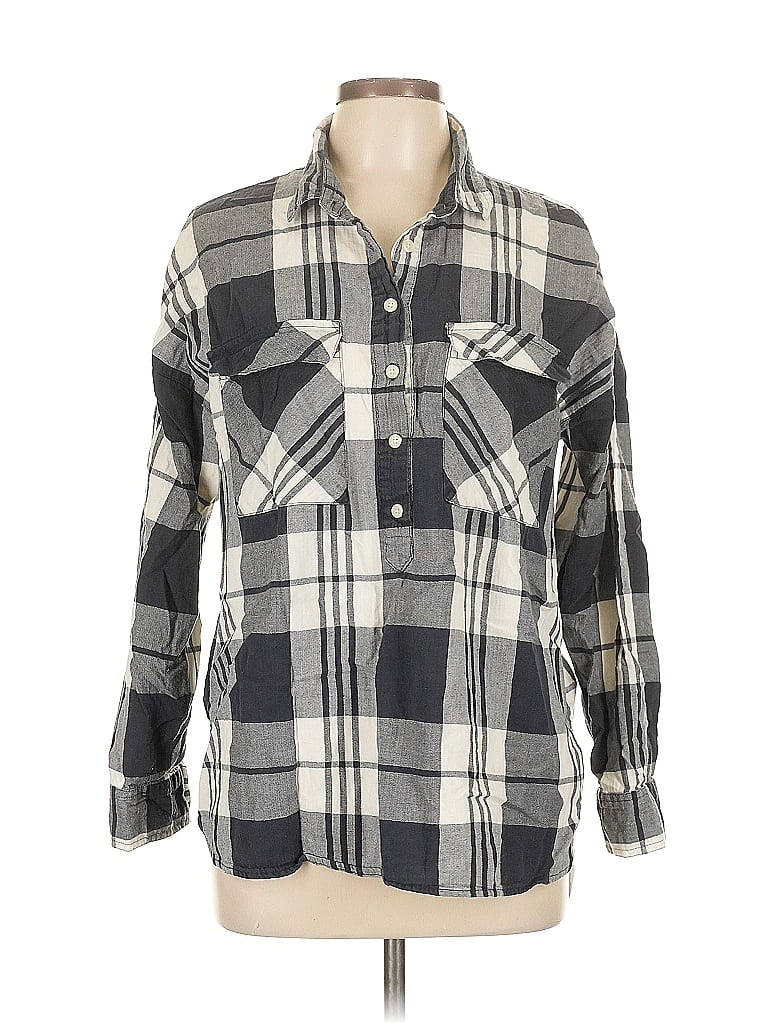 Pre-owned Old Navy Long Sleeve Button Down Shirt In Gray