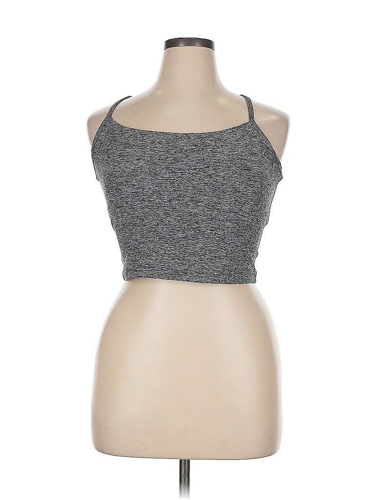 Pre-owned Interval Tank Top Gray Halter Neckline Tops