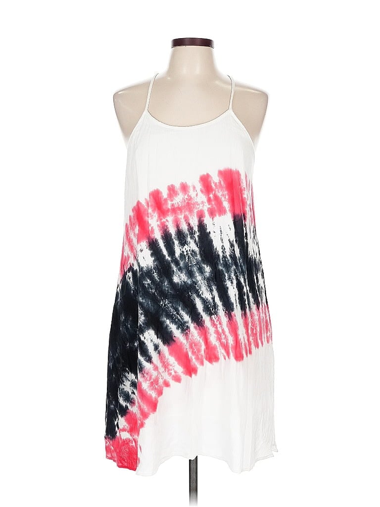 Peach Love Cream California 100% Rayon Tie-dye White Casual Dress Size L - photo 1