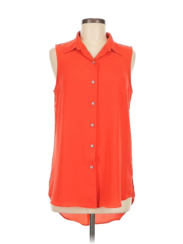 Pre-owned Rz Rachel Zoe Sleeveless Button Down Shirt In Red