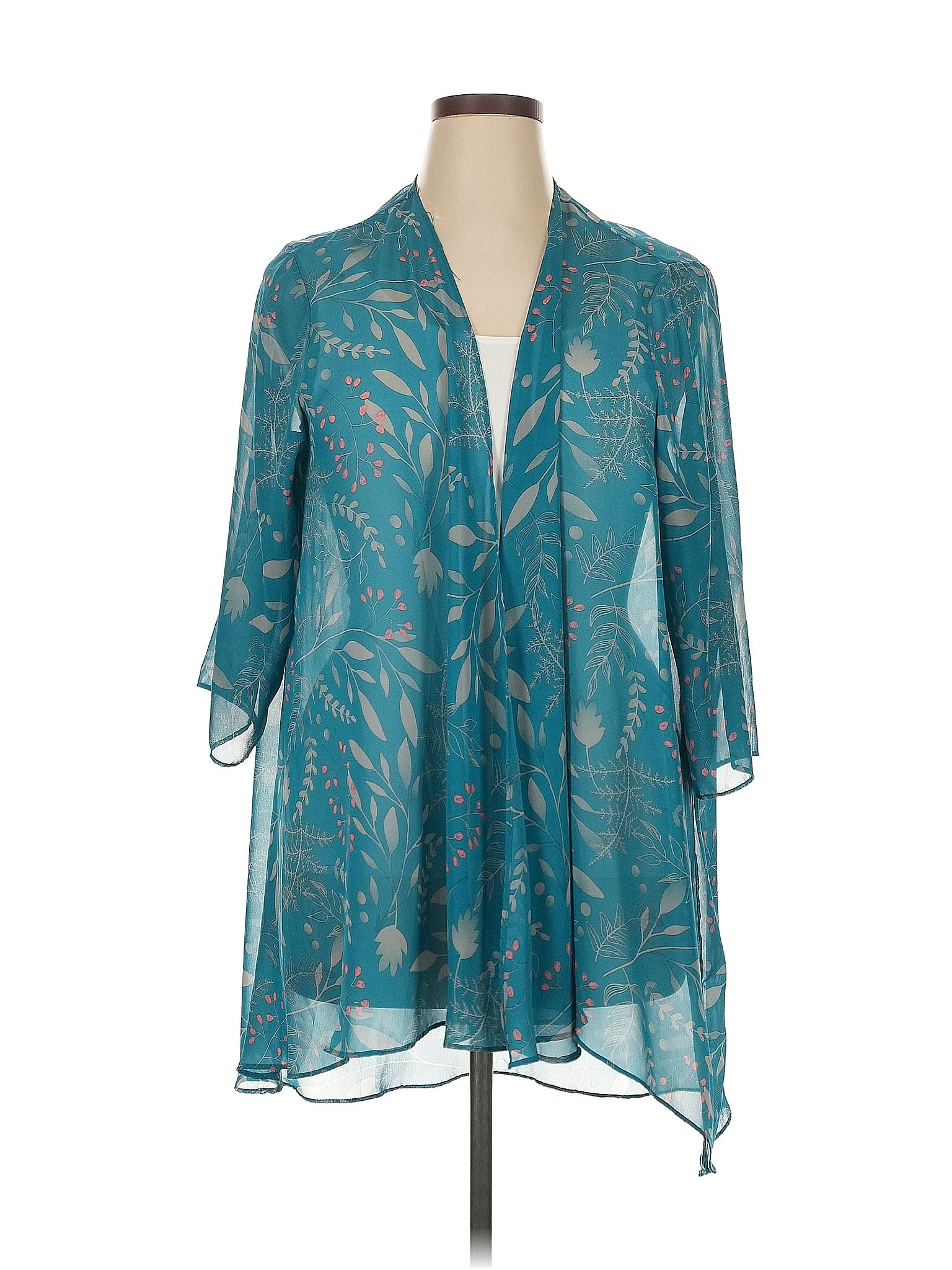 Elisabeth Williams 100% Polyester Teal Kimono Size XL
