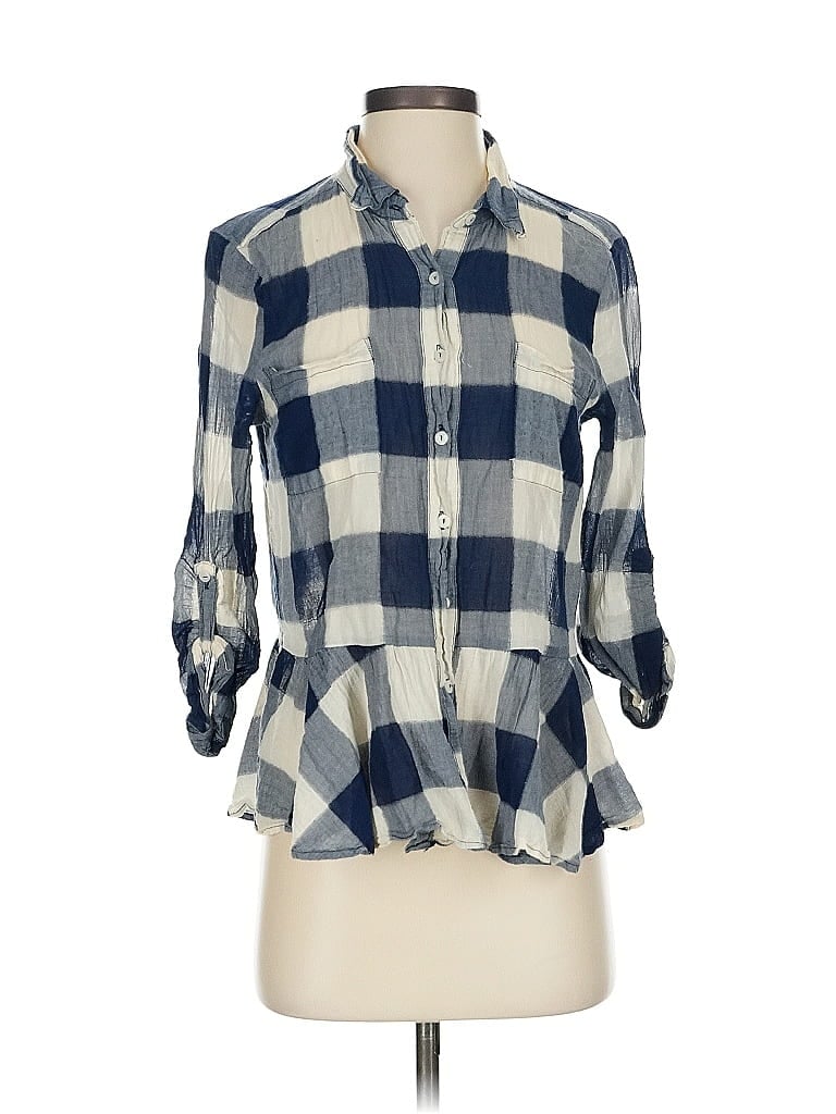 Pre-owned Dylan 3/4 Sleeve Button Down Shirt In Blue