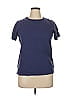 Woman Within 100% Cotton Solid Blue Active T-Shirt Size 14 (M) - photo 1