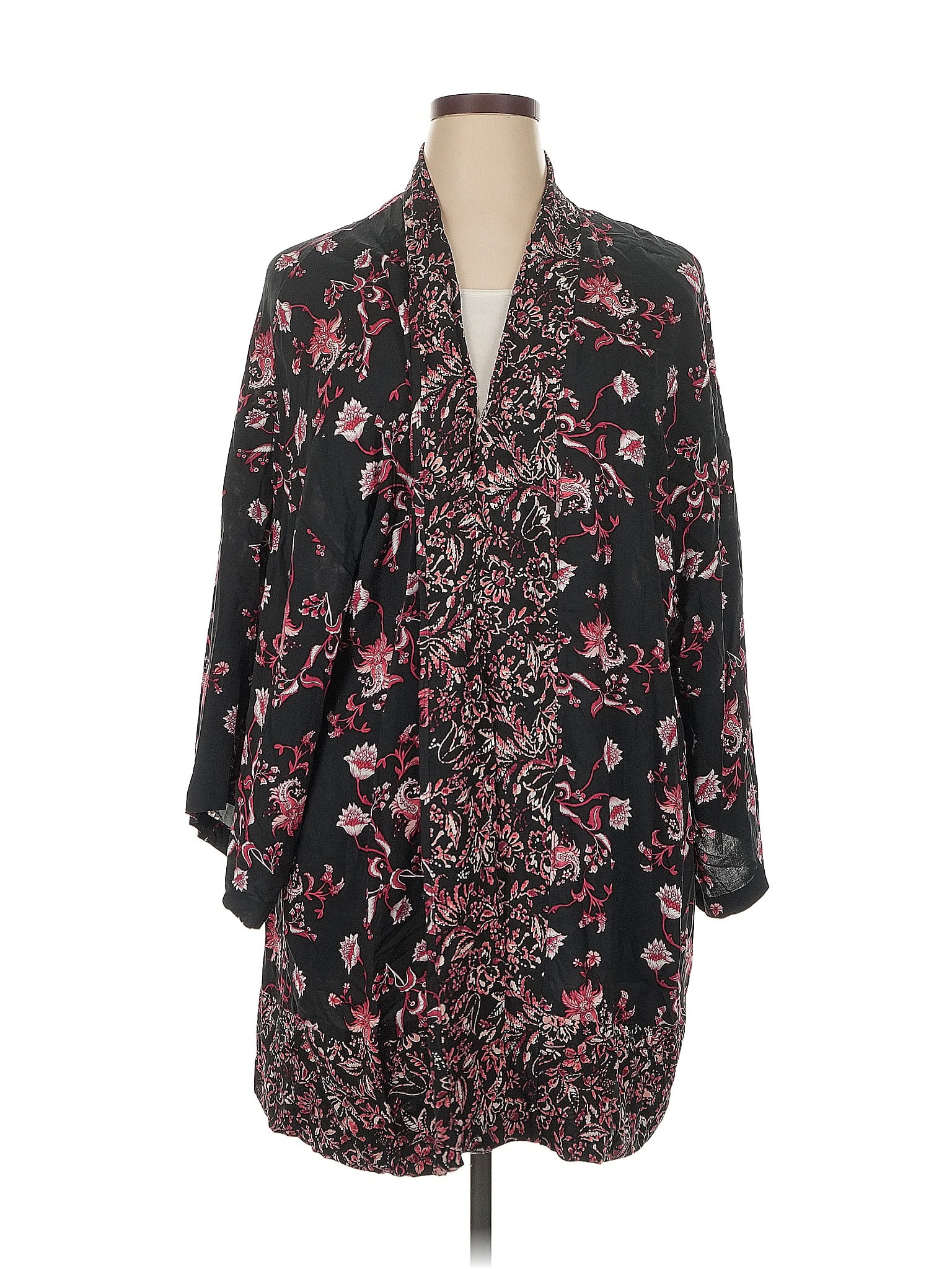 C&amp;C California 100% Rayon Black Kimono Size XL