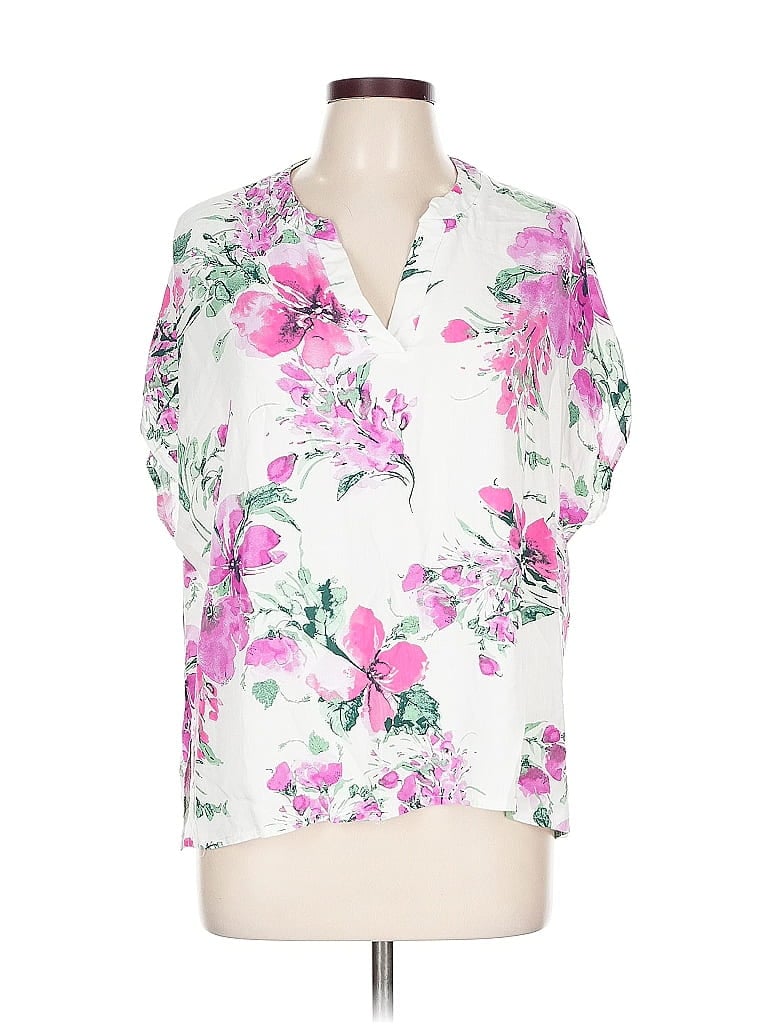 Pre-owned White Birch Short Sleeve Blouse In White