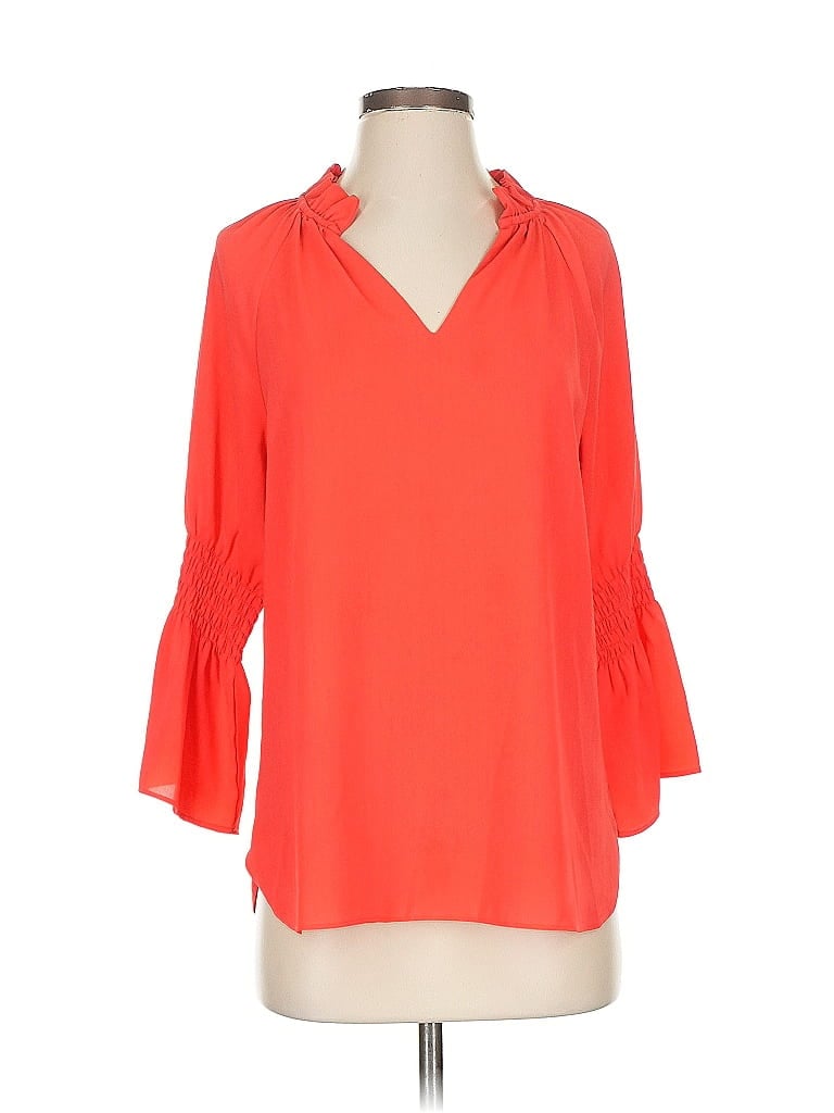 Pre-owned Jade Melody Tam 3/4 Sleeve Blouse In Orange