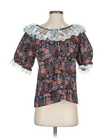 Assorted Brands Floral Lace-Trimmed Black Top  (view 1)