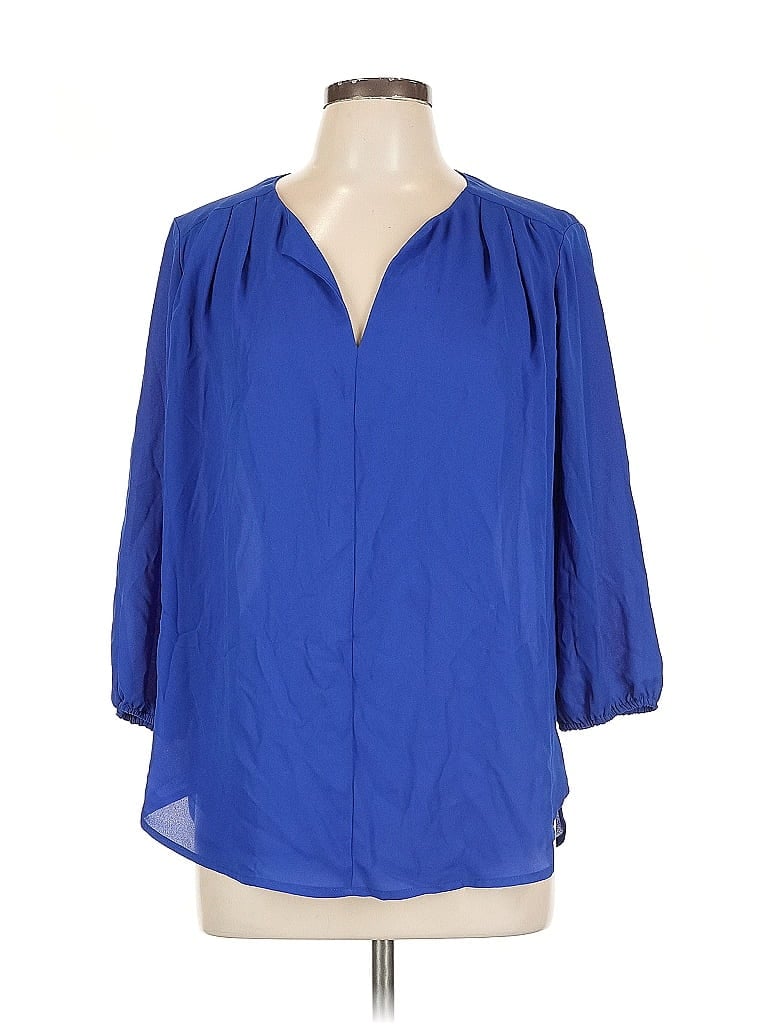 Pre-owned Pleione 3/4 Sleeve Blouse In Blue