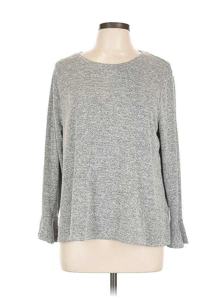 Pre-owned Gap Long Sleeve Top Gray Crew Neck Tops