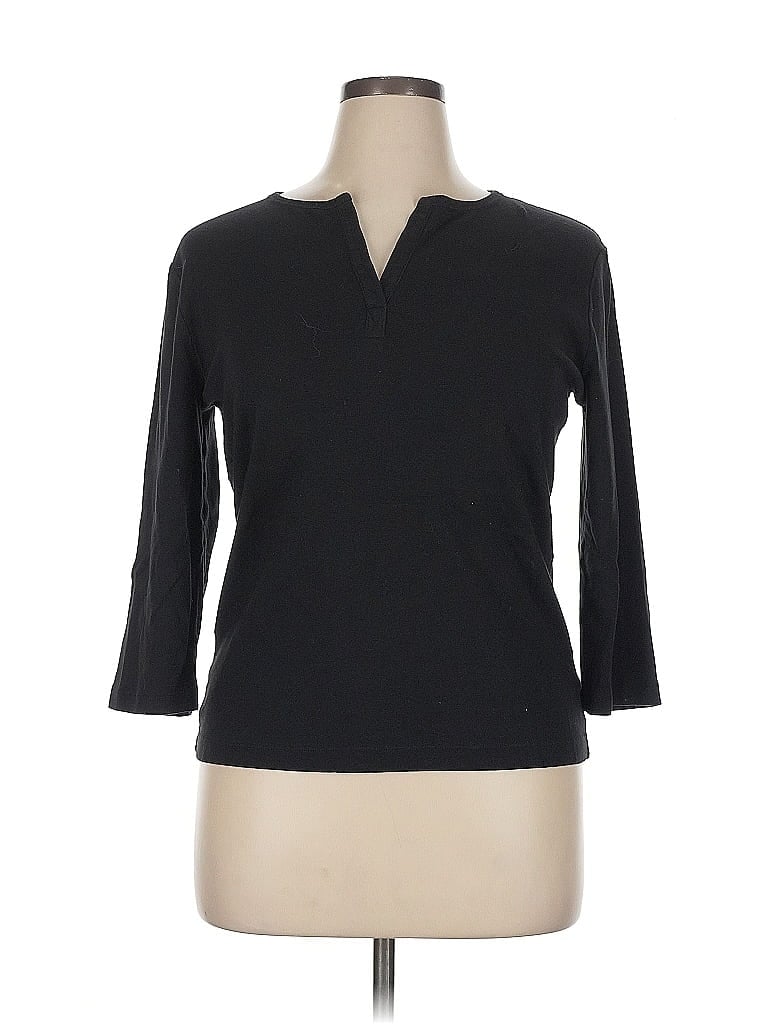 Pre-owned Jones New York Sport 3/4 Sleeve T-shirt In Black