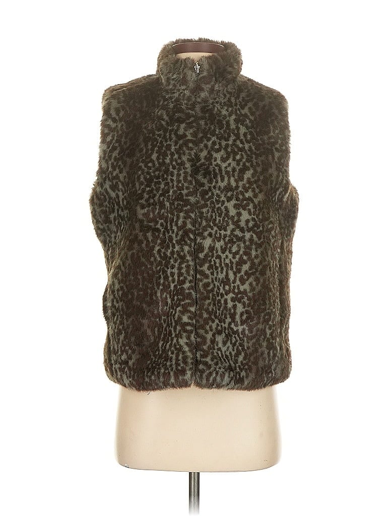 Pre-owned Guess Faux Fur Vest In Brown