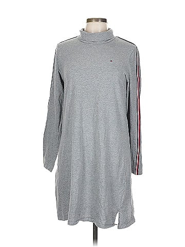 Tommy Hilfiger Chic Gray Dress with Striped Trim (view 1)