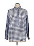 Ann Taylor LOFT Houndstooth Blue Long Sleeve Button-Down Shirt Size XL - photo 1