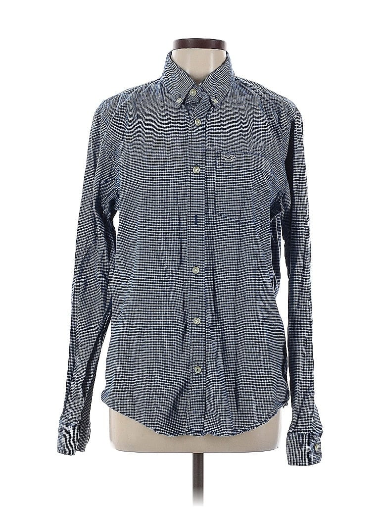Pre-owned Hollister Long Sleeve Button Down Shirt In Blue