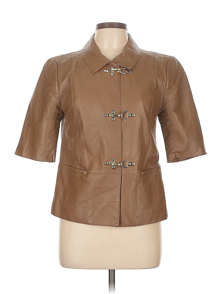 Pre-owned Worth New York Faux Leather Jacket In Brown