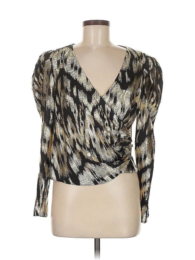 Pre-owned H&m Long Sleeve Blouse In Gold