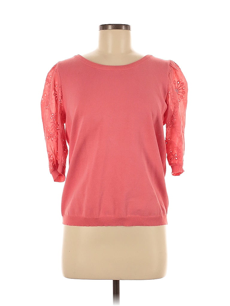 Click to view more detailed imagery on our partner's website Pre-owned Nanette Lepore 3/4 Sleeve Top Pink Boatneck Tops