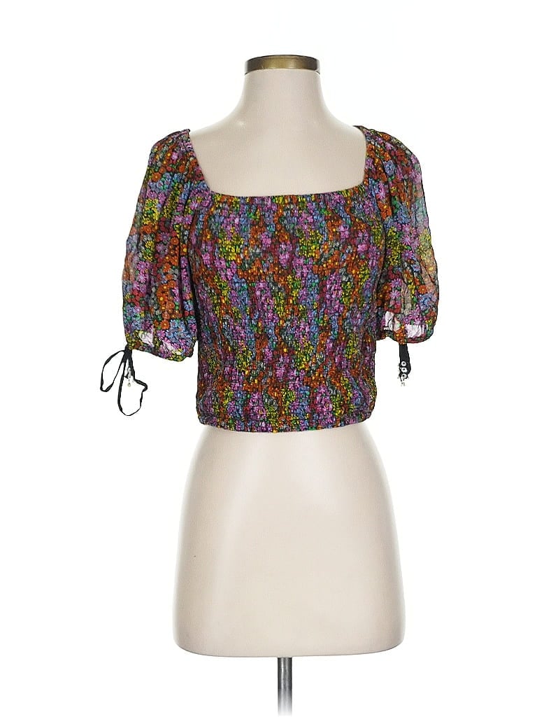 Pre-owned Free People Short Sleeve Blouse In Purple