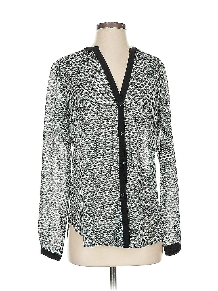 Pre-owned Max Studio Long Sleeve Blouse In Silver