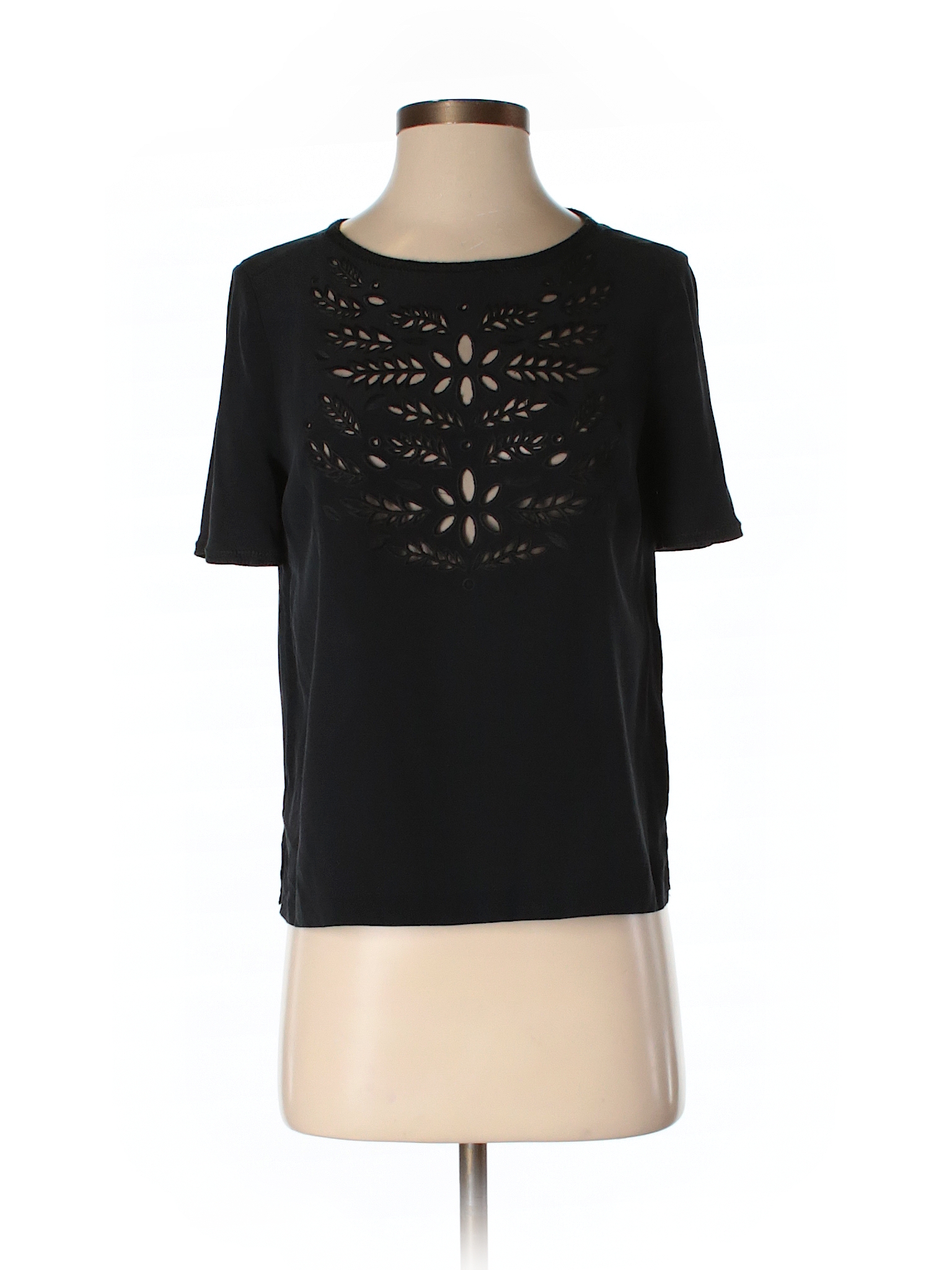 Madewell 100% Silk Solid Black Short Sleeve Silk Top Size S - 73% off ...