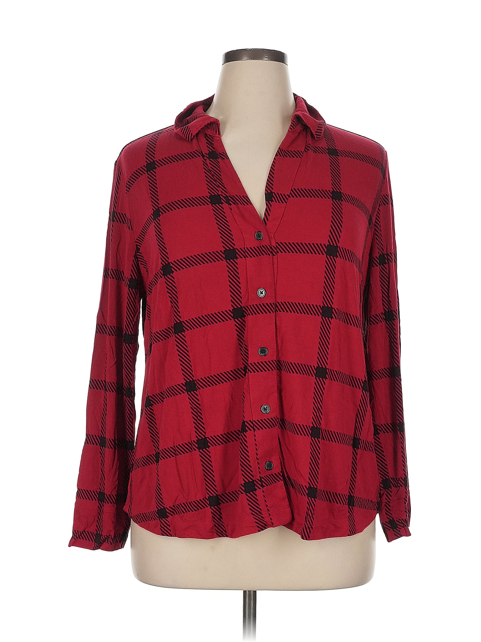 Soma Red Long Sleeve Button-Down Shirt Size XL