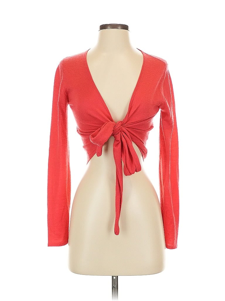 Pre-owned Unbranded Silk Cardigan Sweater In Red