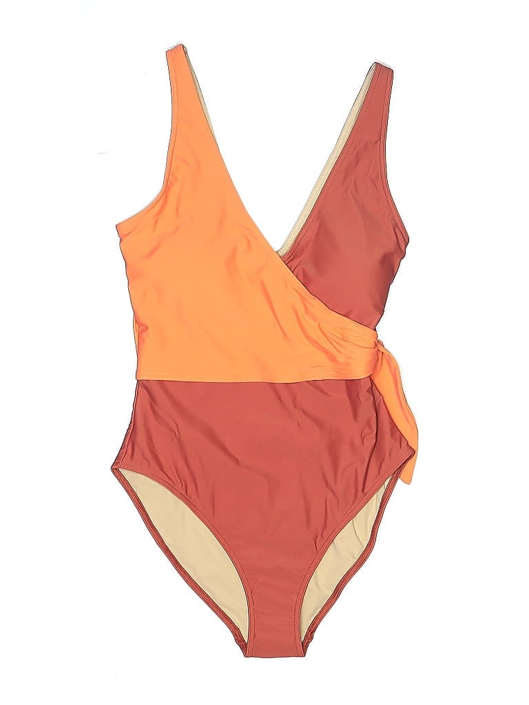 Tanya Taylor Color Block Orange One Piece Swimsuit Size XS - photo 1