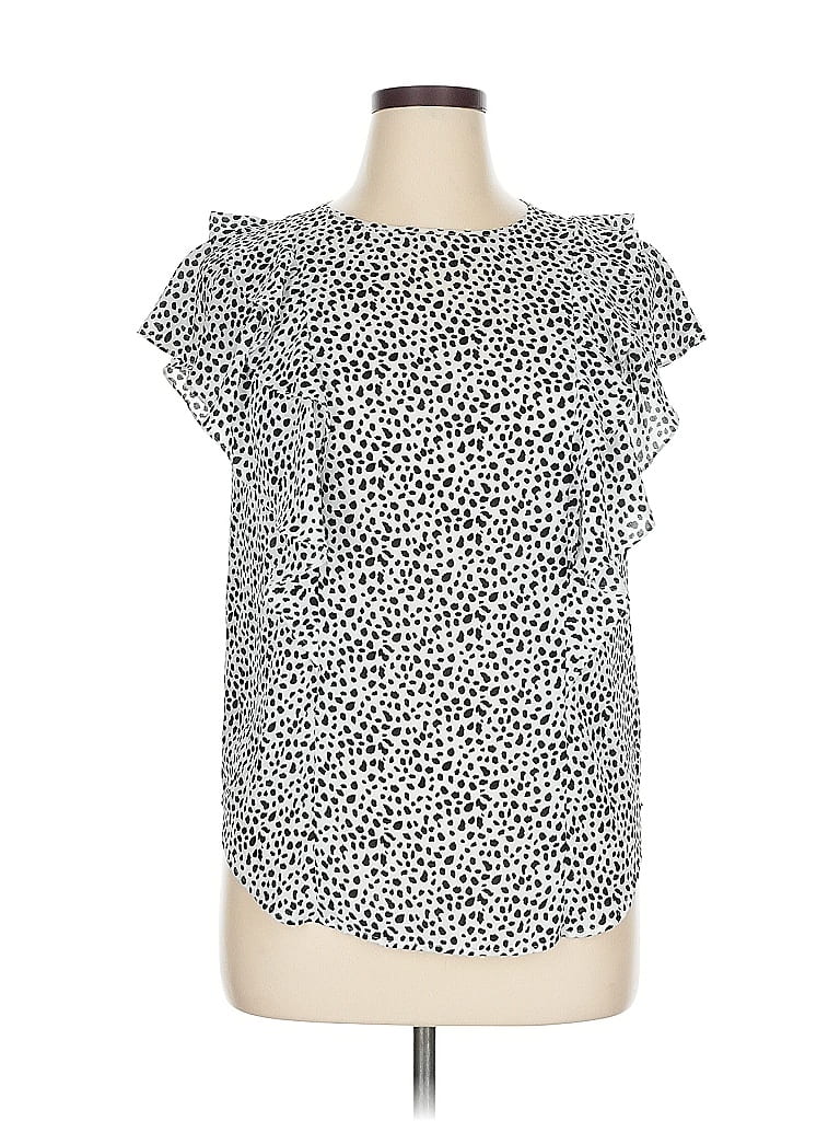 Pre-owned Ann Taylor Loft Outlet Short Sleeve Blouse In White