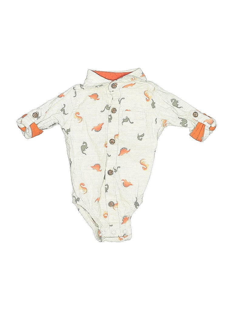 Pre-owned Little Lad Babies' Long Sleeve Onesie In White
