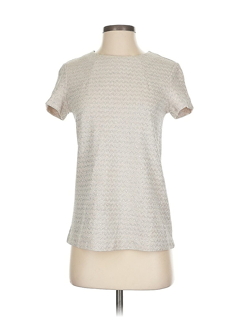 Pre-owned Mango Short Sleeve Top Silver Crew Neck Tops