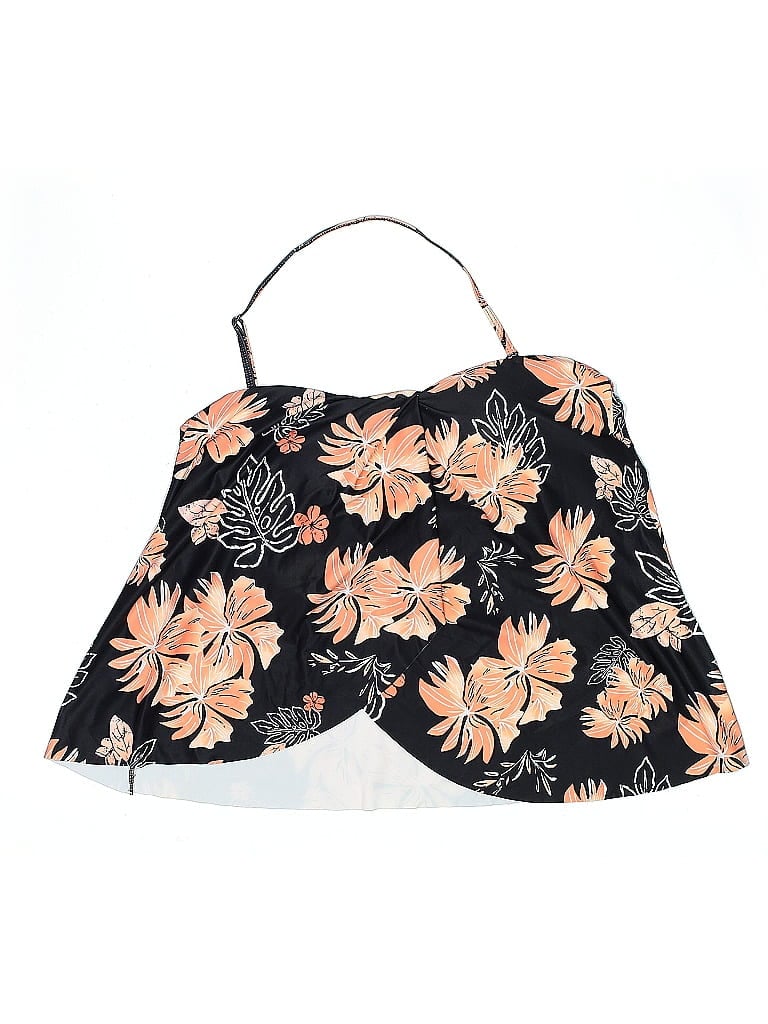 Pre-owned Tempt Me Swimsuit Top Black Floral Pattern Swimwear