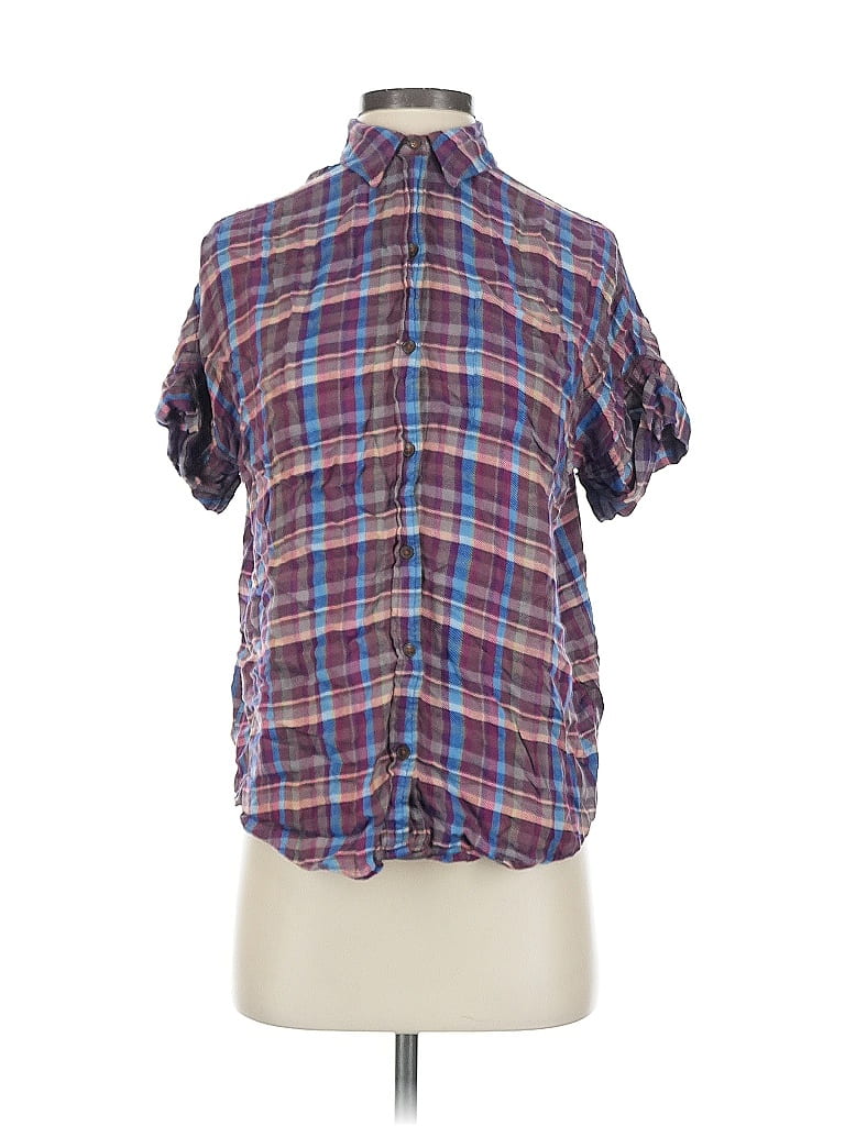 Pre-owned Lucky Brand Short Sleeve Blouse In Purple