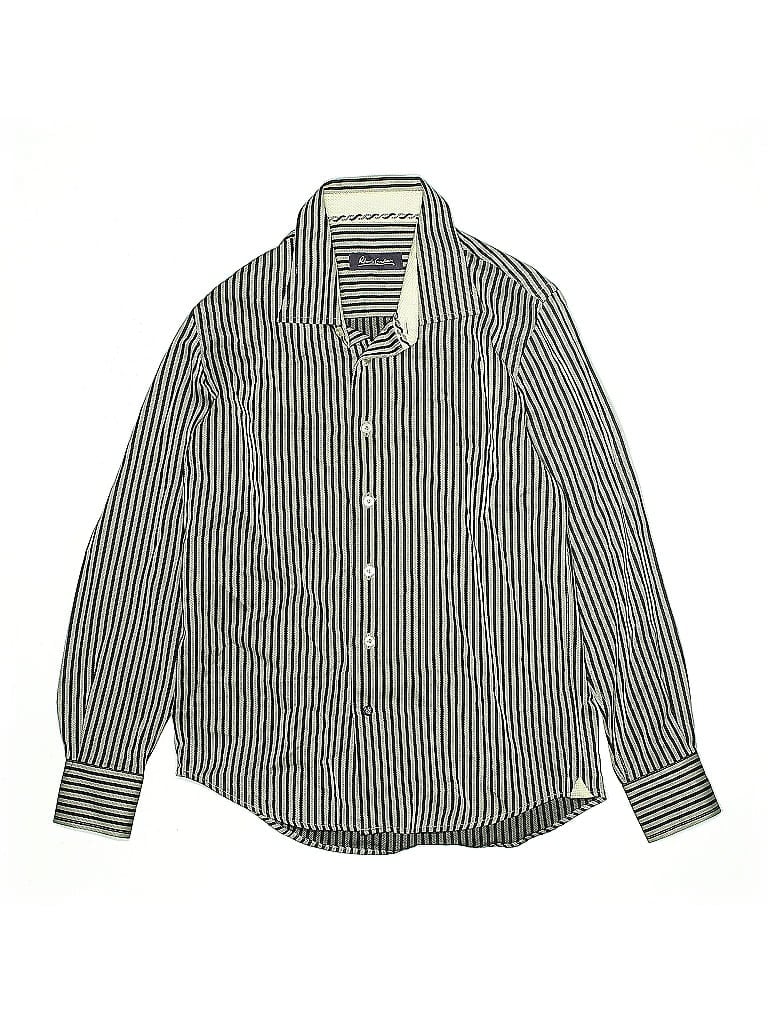 Robert Graham Stripes Silver Black Long Sleeve Button-Down Shirt Size 10 - 12 - photo 1