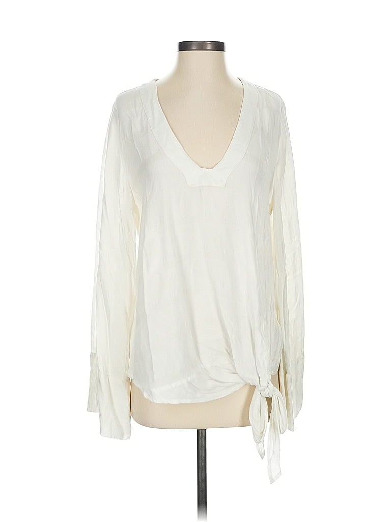 Pre-owned Free People Long Sleeve Blouse In White