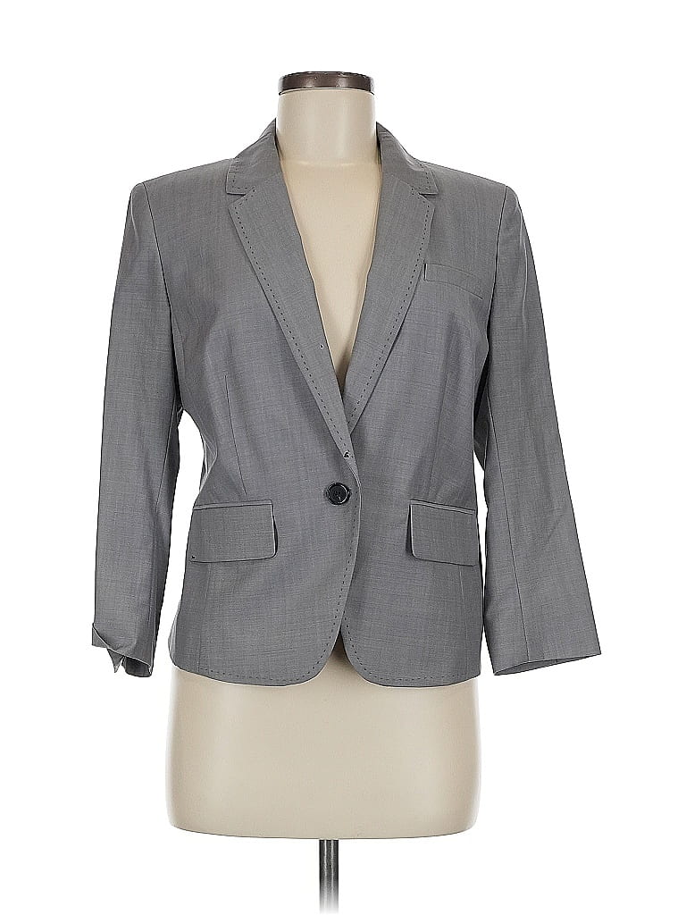 Pre-owned Ann Taylor Loft Wool Blazer Jacket In Gray