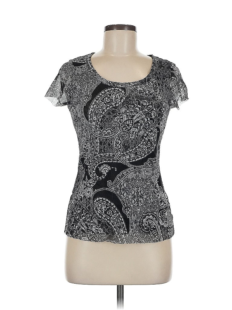 Pre-owned Inc International Concepts Short Sleeve Top Black Scoop Neck Tops