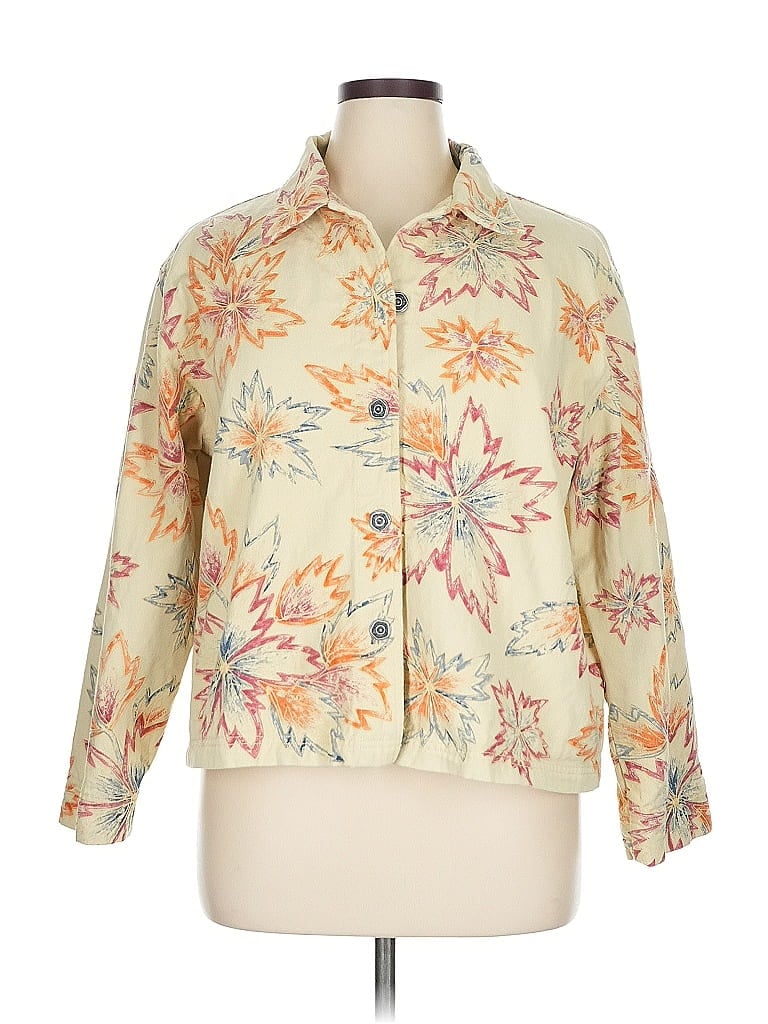 Chico's Design 100% Cotton Floral Ivory Jacket Size XL (3) - photo 1