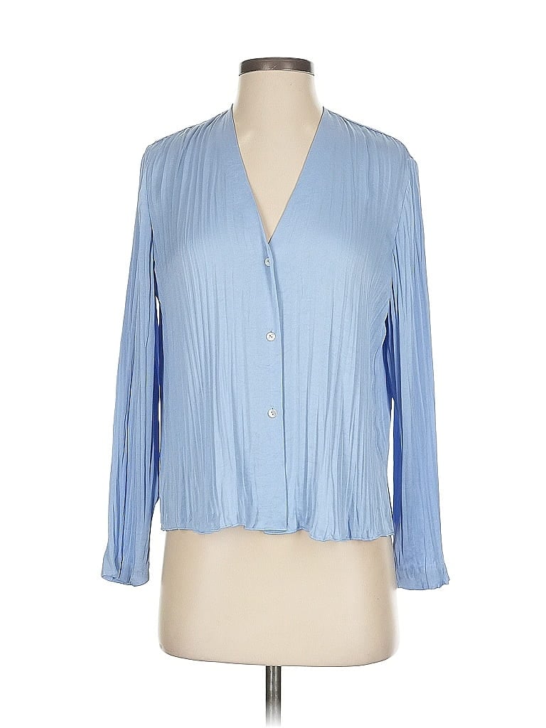 Pre-owned Vince Long Sleeve Blouse In Blue